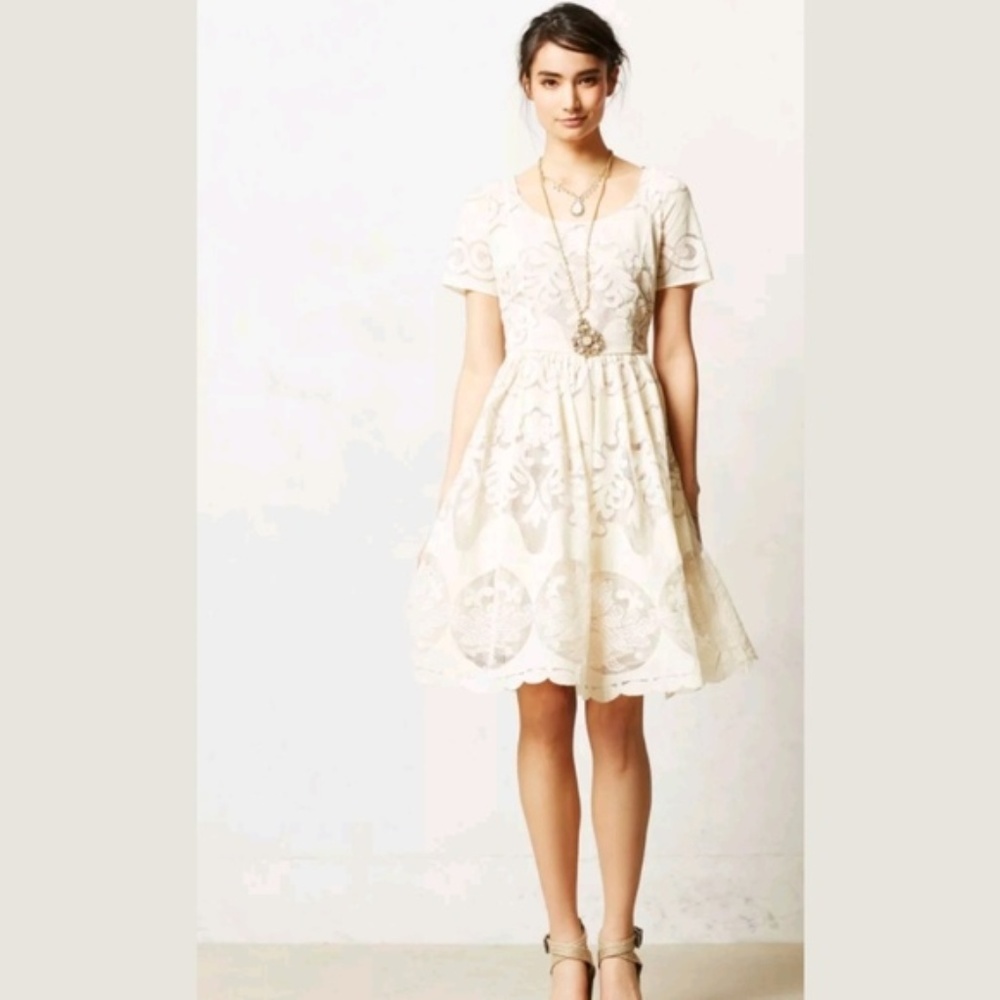 New Anthropologie Tracy Reese Ivory Mini Dress